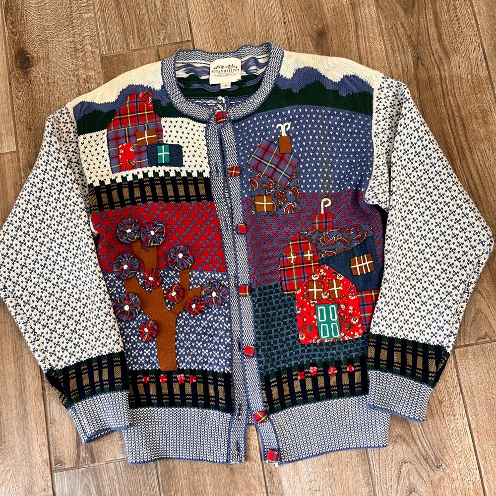 Fabulous Susan Bristol 1991 Fun Sweater Size Small with Applique Vintage